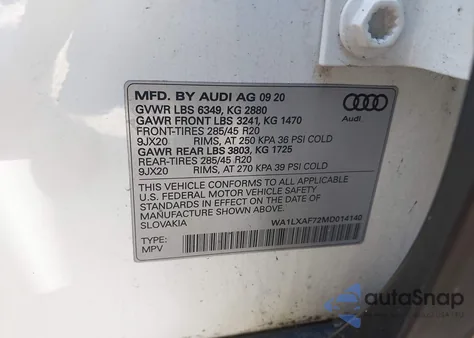 2021 Audi Q7 Premium Plus 55 Tfsi Quattro Tiptronic from USA, damaged, VIN WA1LXAF72MD014140